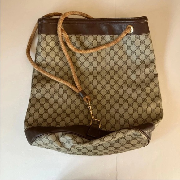 Gucci Brown and Tan Monogram Shoulder Bag - Picture 2 of 8
